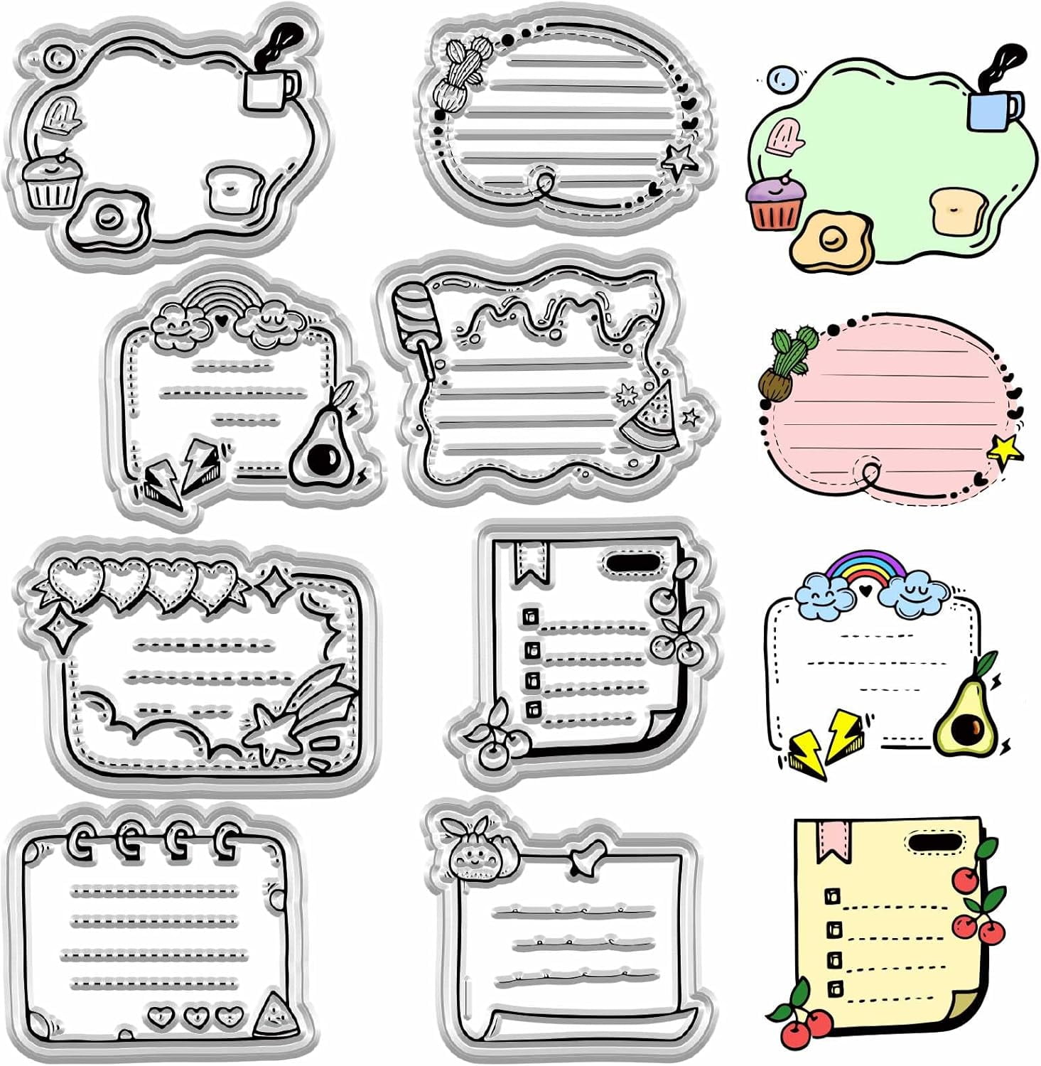 Notes Clear Stamp Vintage Silicone Stamps Transparent Label Memo Note ...