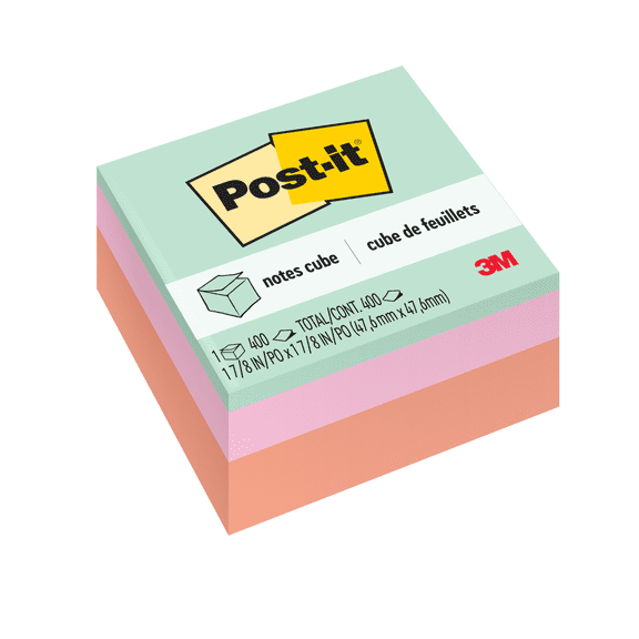 Post-it Sticky Notes Cube: 1-7/8 in. width (Pastel Colors) 400-sheets [6-pack]