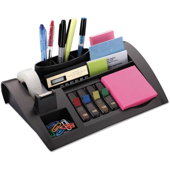 Notes Dispenser With Weighted Base, Plastic, 10 1/4" X 6 3/4" X 2 3/4", Black | Bundle of 5 Packs