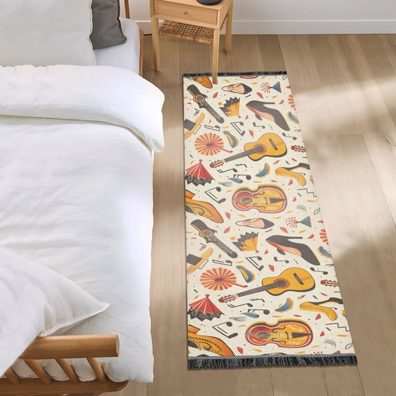 Notes Guitar High-heeled Shoes Runner Area Rug 2x6 Soft Non-Slip Washable Bedside Carpet for Hallway Bedroom Living Room Home Decor