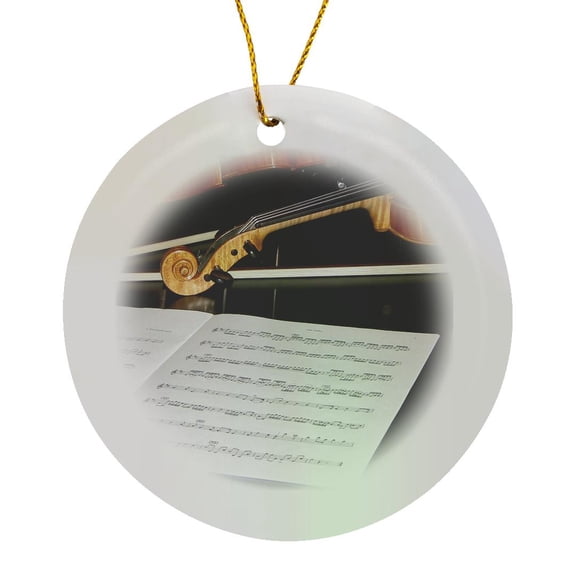 3drose, Notes of Music- Violins- Photography, Circle Porcelain Ornament