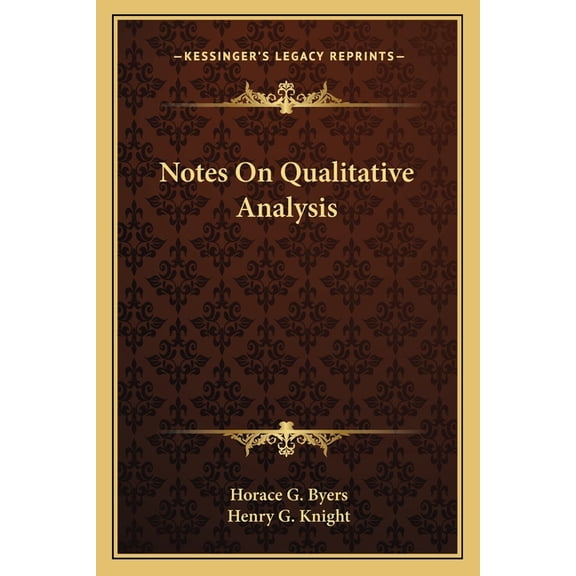 Notes On Qualitative Analysis (Paperback)