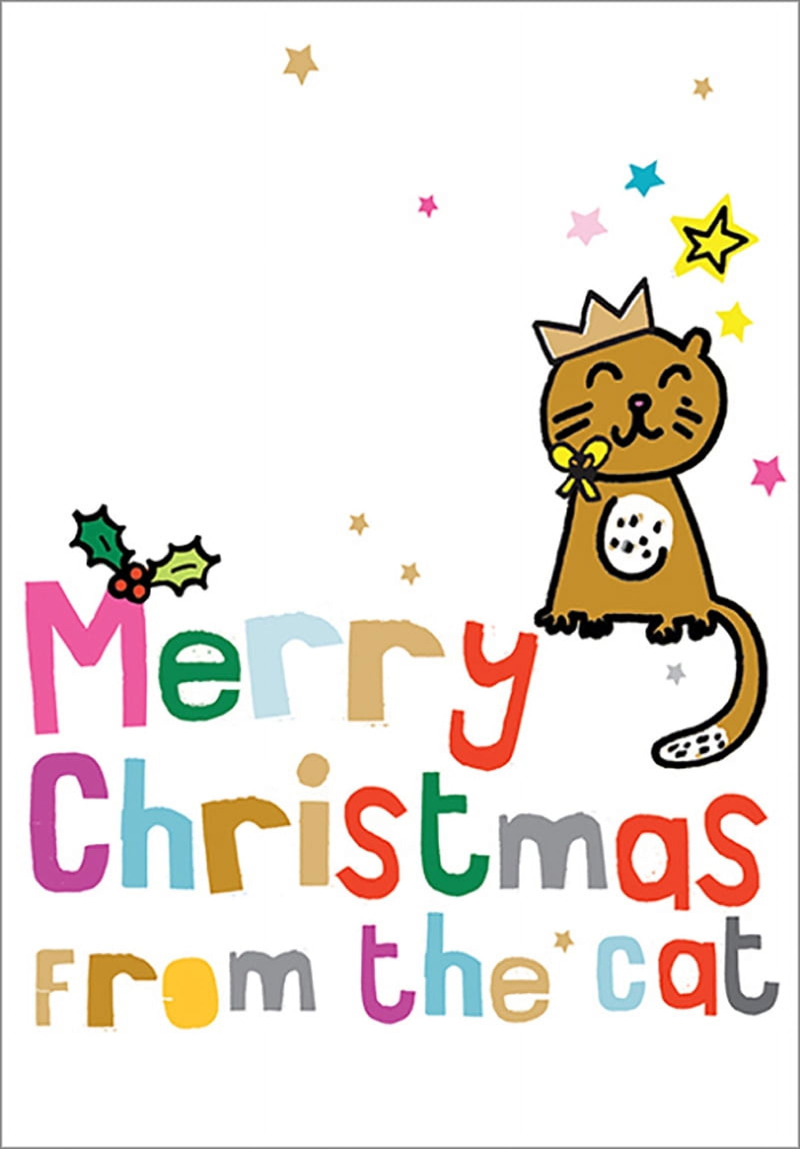 Notes & Queries Cat Wearing Crown Cute Christmas Card from the Cat