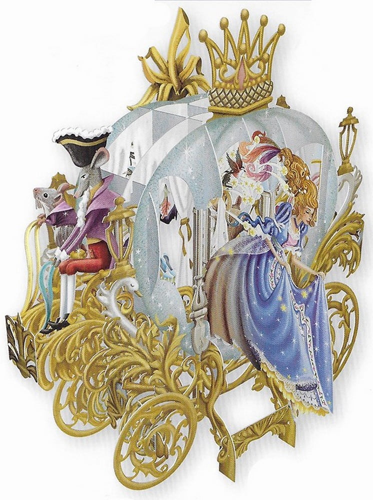 SANTORO Notes & Queries Cinderella's Pumpkin Carriage 3D Pop Up Laser Cut Keepsake Paper D'Art Greeting Card