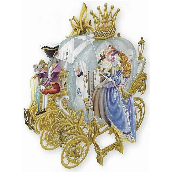 Notes & Queries Cinderella's Pumpkin Carriage 3D Pop Up Laser Cut Keepsake Paper D'Art Greeting Card