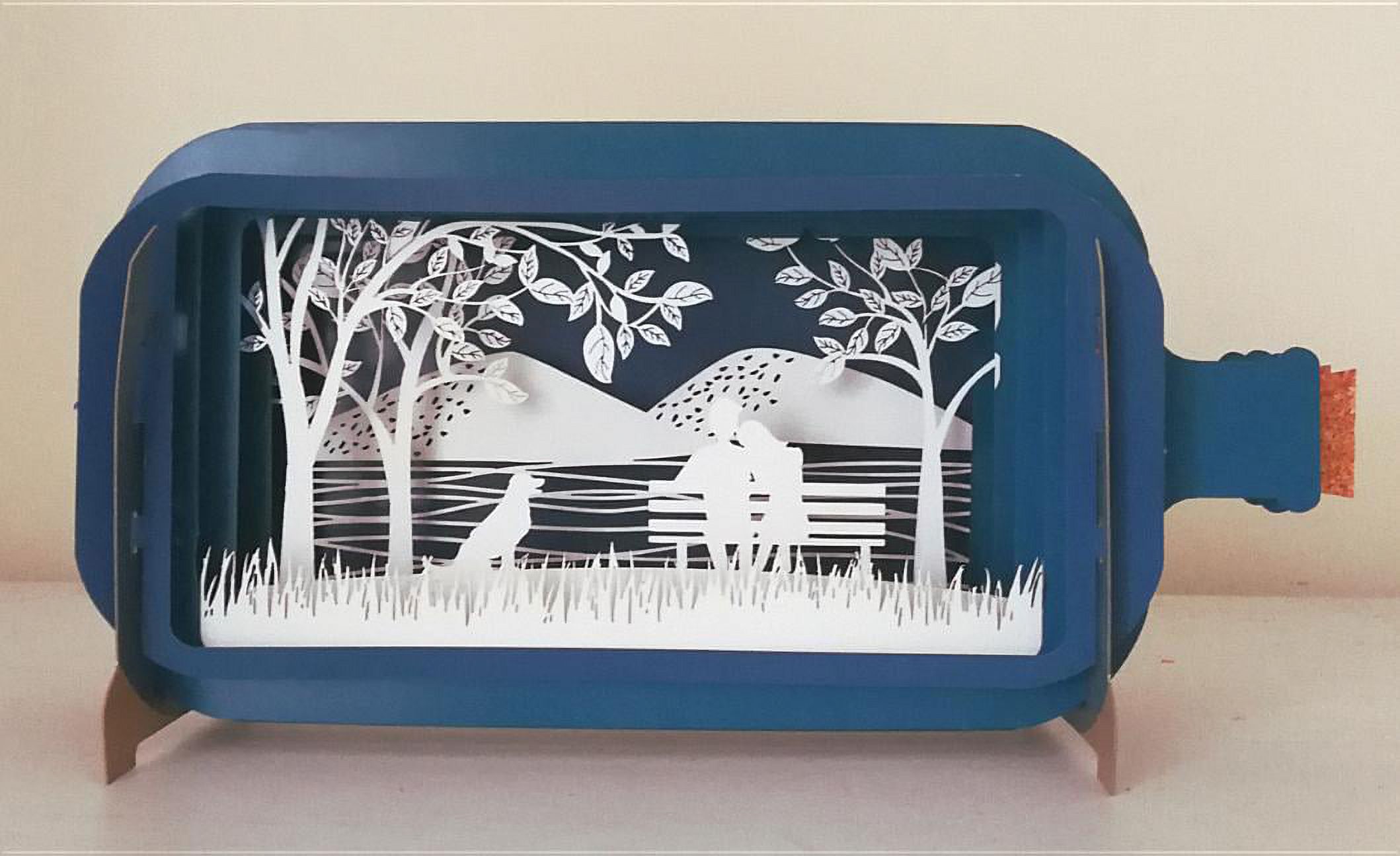 Notes & Queries Message in a Bottle 3D Pop Up Greeting Card Couple on Bench