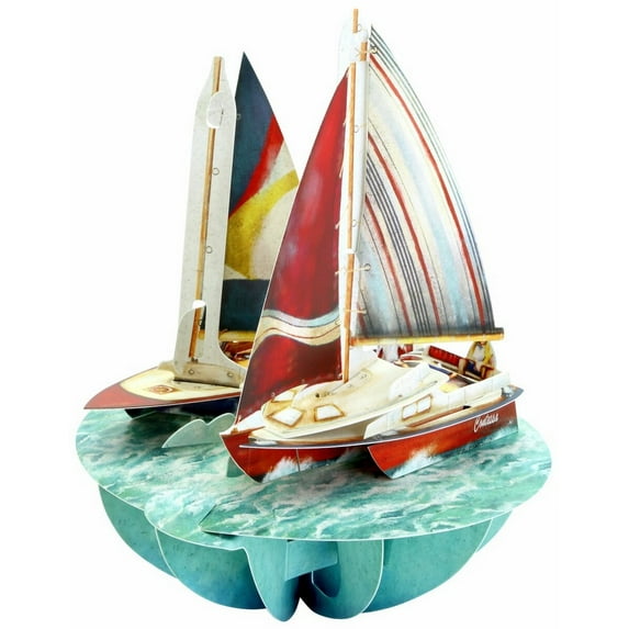 Notes & Queries Sailing : 2 Sail Boats on Water Santoro Pirouettes 3D Pop Up Keepsake Greeting Card