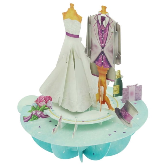 Notes & Queries Wedding Gown and Tuxedo 3D Pop Up Santoro Pirouettes Wedding Congratulations Card