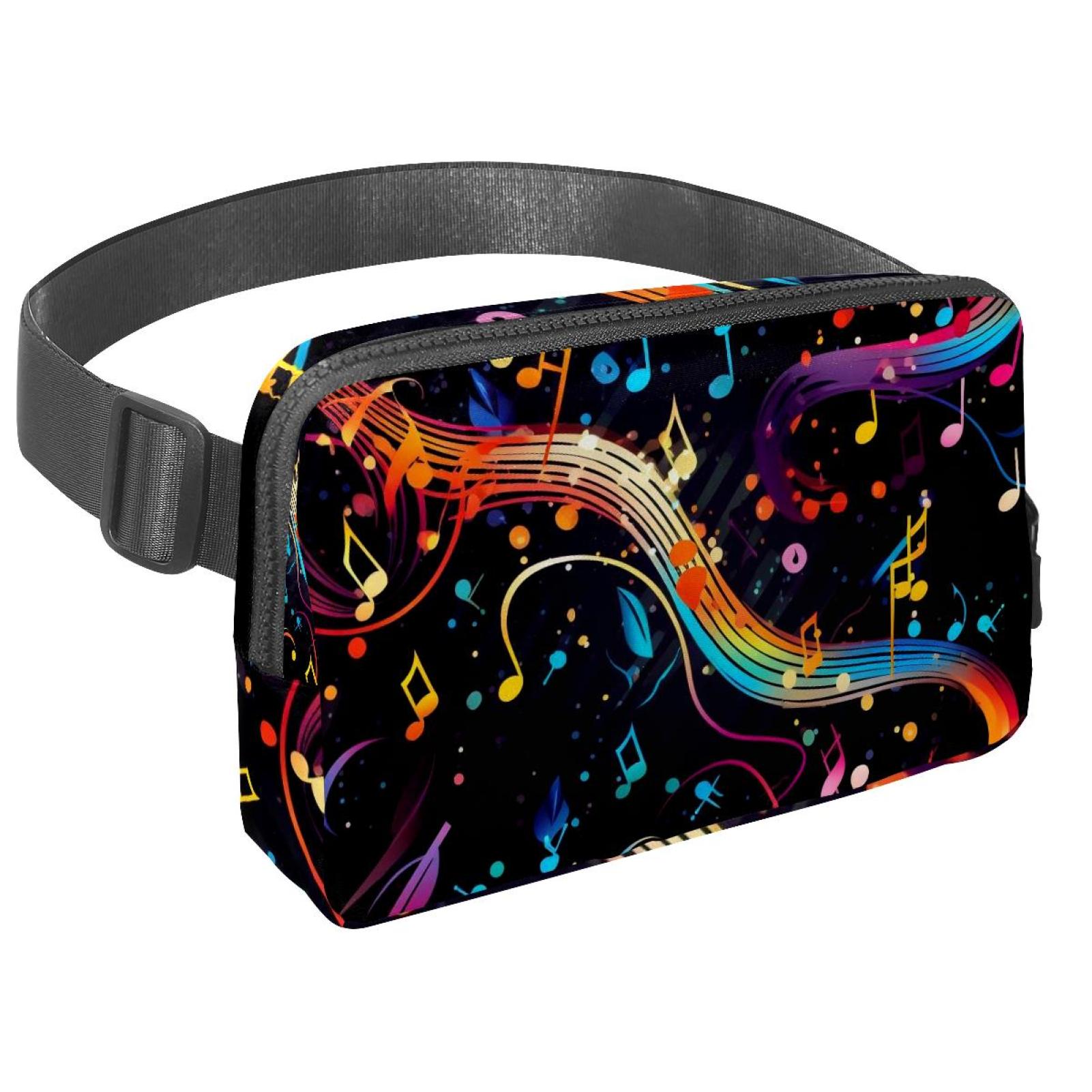 Notes Running Belt Fanny Packs Waist Packs with Extension Strap Unisex Lightweight Adjustable