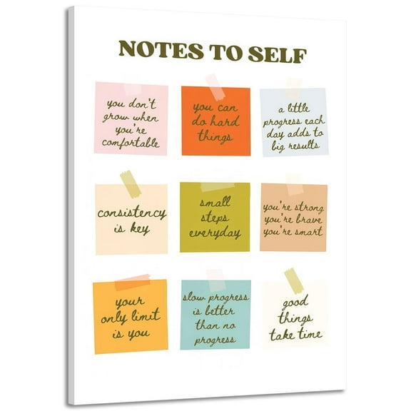 Notes To Self Motivational Quotes Canvas Wall Art Inspirational Positive Wall Decor Pictures Mental Health Poster Prints for Teen Room Office Dorm Bedroom Home Decoration