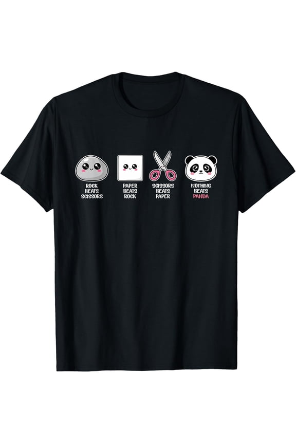 Nothing Beats Panda Rock Paper Scissors Cute Womens T-Shirt