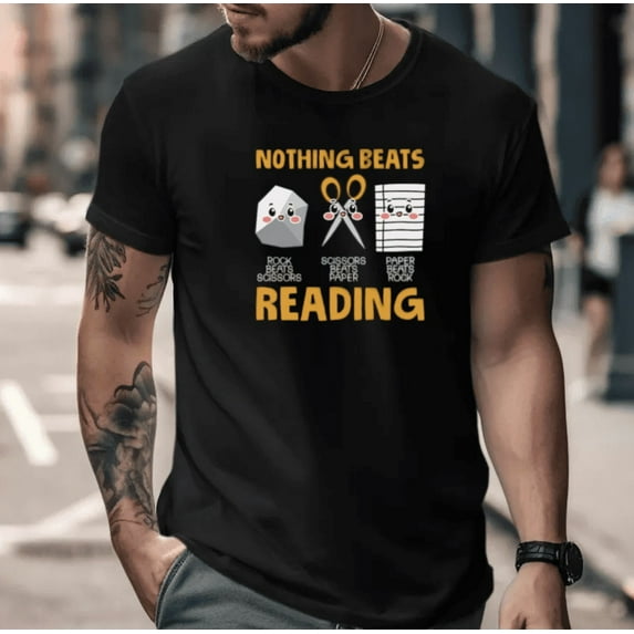 Nothing Beats Reading Cozy Book Lover Quote Design Unisex T-Shirt, up to size 5XL