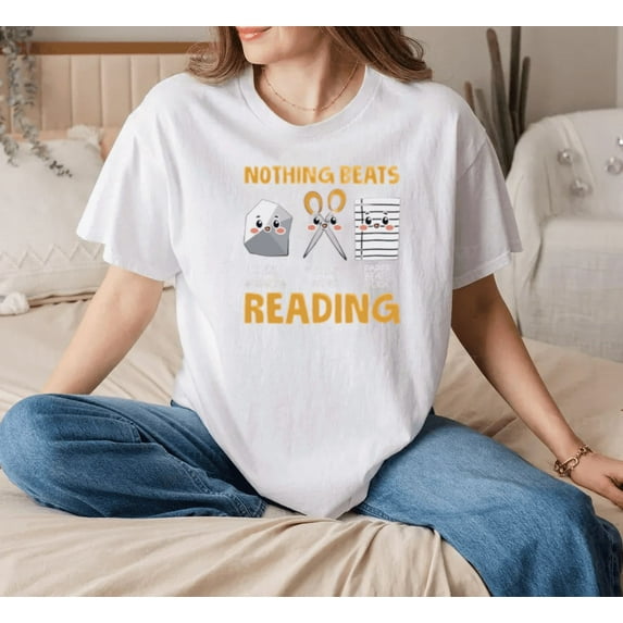 Nothing Beats Reading Cozy Book Lover Quote Design Unisex T-Shirt, up to size 5XL