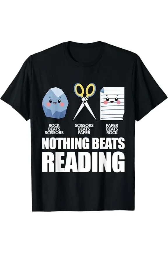 Nothing Beats Reading Rock Paper Humor Unisex T-Shirt up to size 5XL