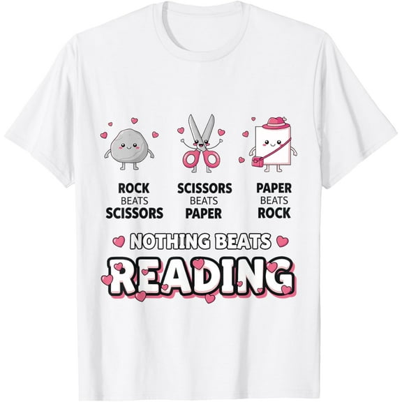 Nothing Beats Reading Rock Paper Scissors Funny Book Lover T-Shirt tee