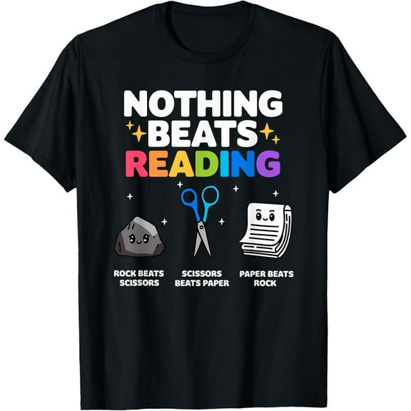 Nothing Beats Reading Rock Paper Scissors Funny T-Shirt tee