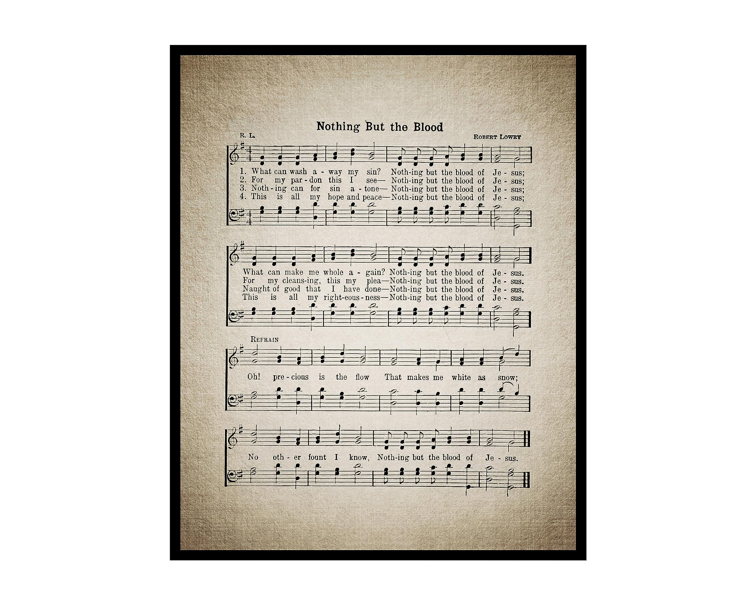Nothing But The Blood Poster - Hymnal Sheet Print - Sheet Music Art ...