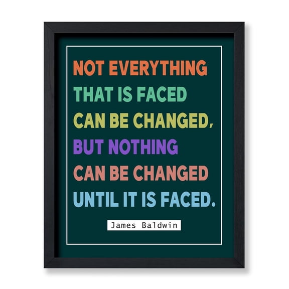 Nothing Can Be Changed Until It 39; Faced Poster James Baldwin Print Motivational Quotes Art Inspiring Decor for Living Room Office