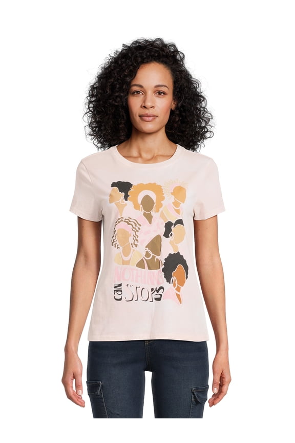 Nothing Can Stop Us Women's Juniors Graphic Tee with Short Sleeves, Sizes XS-2XL