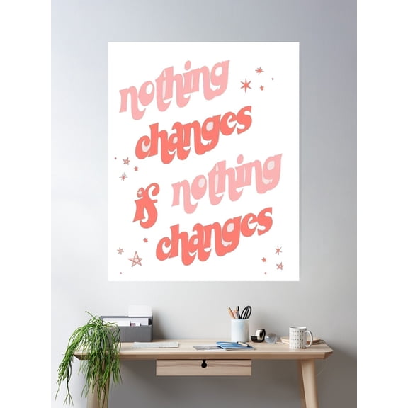Nothing Changes If Nothing Changes Poster Wall Art, Modern Wall Decor For Living Room Bedroom, 16x24 UNFRAMED