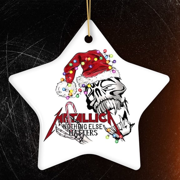 Nothing Else Matters Heavy Metal Christmas Ornament, Emo Rock Skull