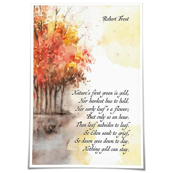 Nothing Gold Can Stay Poem Wall Art Print Vintage Poetry Quote Poster for Bedroom Modern House Decorative Paintings Giclee Poster
