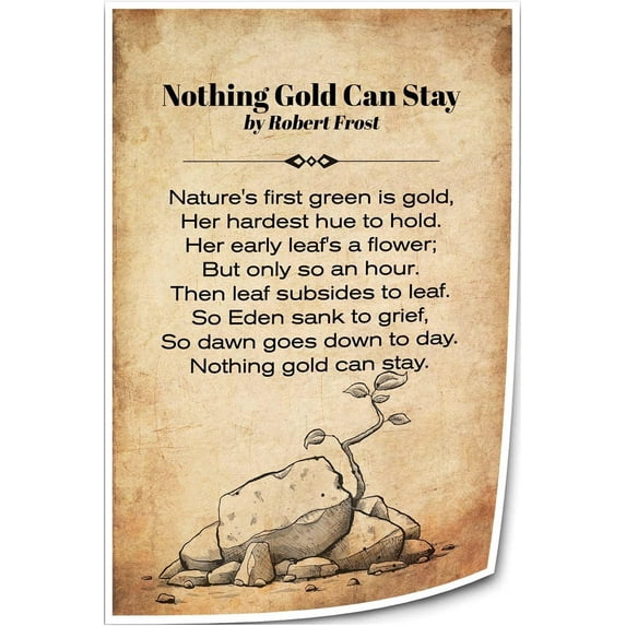 Nothing Gold Can Stay Poem Wall Art Quote Poster Vinage Poetry Posters Art Prints Canvas Bathroom Decorations Giclee Poster