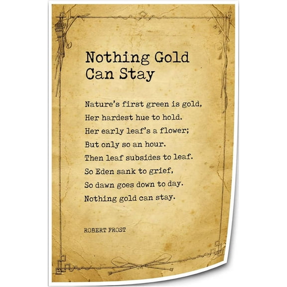 Nothing Gold Can Stay Poem Wall Decor Poetry Prints Vintage Poster Pictures Modern Living Room Canvas Bathroom Decoration for Home