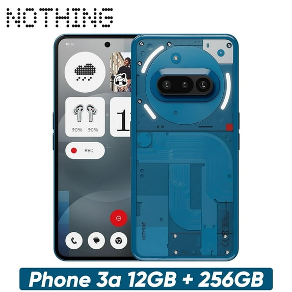 Nothing Phone (3a) 5G Unlock Smartphone, 6.77" 120Hz AMOLED Display, 50MP Camera, 50W Charging Android Cell Phones, 12+256GB Blue