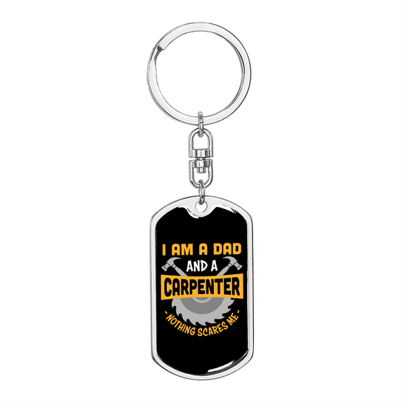 Nothing ScAres Me Swivel Keychain Woodworker Dog Tag Stainless Steel or 18k Gold