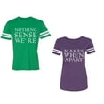 thumbnail image 1 of Nothing Sense Makes When A Part Unisex Couple Matching Cotton Jersey style T-Shirt Contrasting stripes on sleeves (Men Green / Women Purple) (Men XL / Women XL), 1 of 3