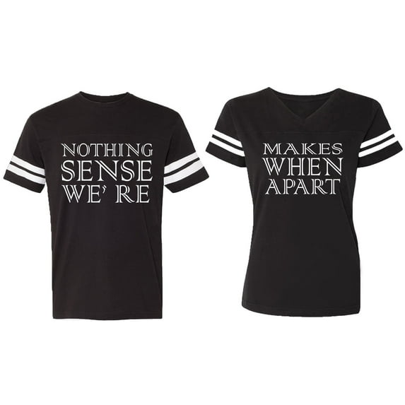 Nothing Sense Makes When A Part Matching Couple Cotton Jerseys (Men Black / Women Black) (Men S / Women S)