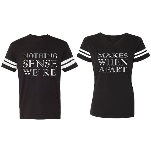 Nothing Sense Makes When A Part Matching Couple Cotton Jerseys (Men Black / Women Black) (Men S / Women S)