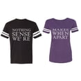 thumbnail image 1 of Nothing Sense Makes When A Part Matching Couple Cotton Jerseys (Men Black / Women Purple) (Men M / Women XXL), 1 of 3