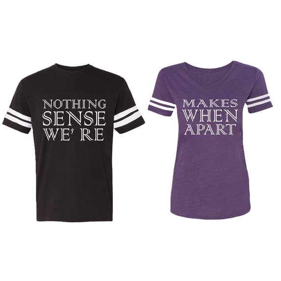 Nothing Sense Makes When A Part Matching Couple Cotton Jerseys (Men Black / Women Purple) (Men M / Women XXL)