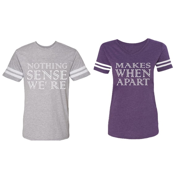 Nothing Sense Makes When A Part Matching Couple Cotton Jerseys (Men Heather / Women Purple) (Men M / Women S)