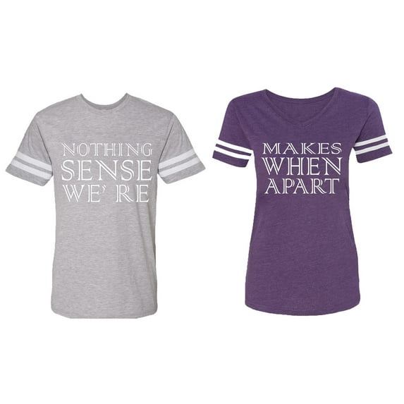 Nothing Sense Makes When A Part Matching Couple Cotton Jerseys (Men Heather / Women Purple) (Men XL / Women S)