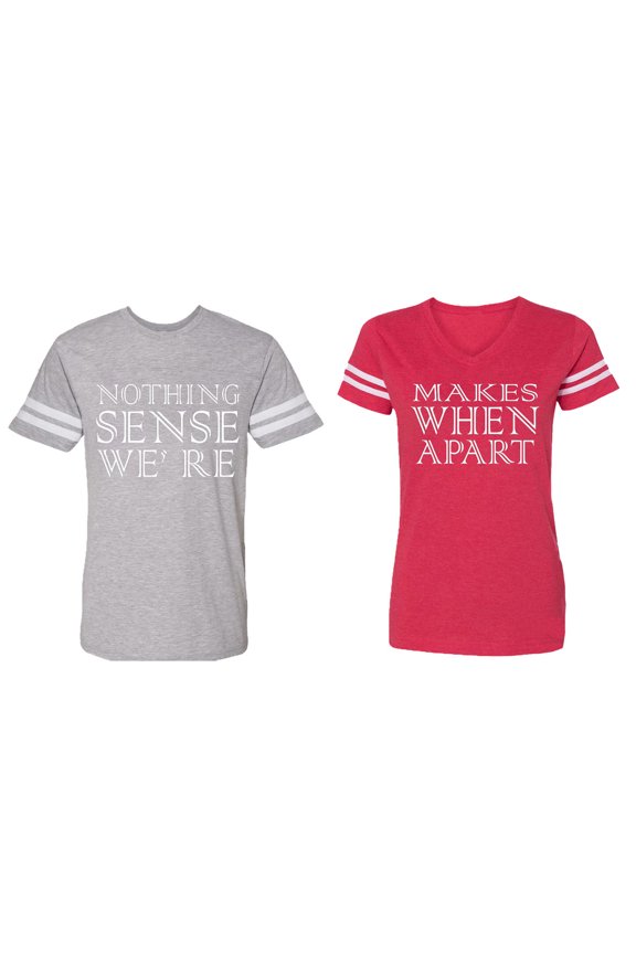 Nothing Sense Makes When A Part Matching Couple Cotton Jerseys (Men Heather / Women Red) (Men L / Women L)