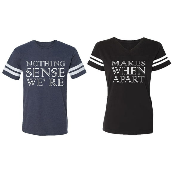 Nothing Sense Makes When A Part Matching Couple Cotton Jerseys (Men Navy / Women Black) (Men S / Women S)