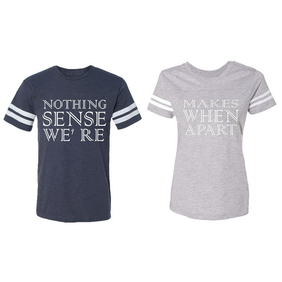 Nothing Sense Makes When A Part Matching Couple Cotton Jerseys (Men Navy / Women Heather) (Men XL / Women L)