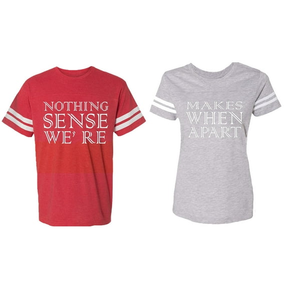 Nothing Sense Makes When A Part Matching Couple Cotton Jerseys (Men Red / Women Heather) (Men S / Women M)