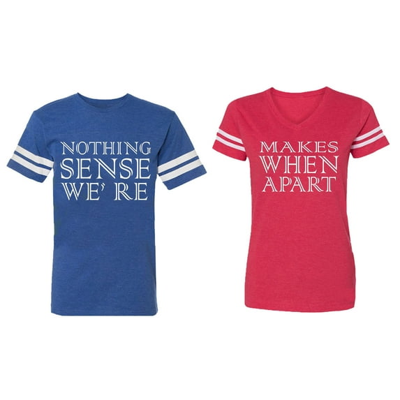 Nothing Sense Makes When A Part Matching Couple Cotton Jerseys (Men Royal / Women Red) (Men M / Women S)
