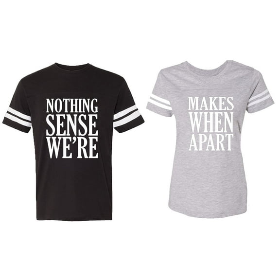 Nothing Sense Makes When Apart Matching Couple Cotton Jerseys (Men Black / Women Heather) (Men XXL / Women XL)