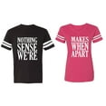 thumbnail image 1 of Nothing Sense Makes When Apart Matching Couple Cotton Jerseys (Men Black / Women Pink) (Men L / Women S), 1 of 3