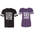 thumbnail image 1 of Nothing Sense Makes When Apart Matching Couple Cotton Jerseys (Men Black / Women Purple) (Men L / Women XL), 1 of 3