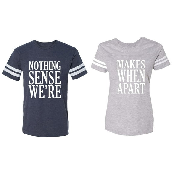 Nothing Sense Makes When Apart Matching Couple Cotton Jerseys (Men Navy / Women Heather) (Men XL / Women XXL)