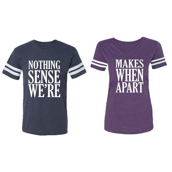Nothing Sense Makes When Apart Matching Couple Cotton Jerseys (Men Navy / Women Purple) (Men XL / Women M)