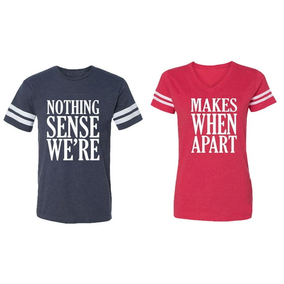 Nothing Sense Makes When Apart Matching Couple Cotton Jerseys (Men Navy / Women Red) (Men XL / Women XXL)