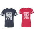thumbnail image 1 of Nothing Sense Makes When Apart Matching Couple Cotton Jerseys (Men Navy / Women Red) (Men XXL / Women L), 1 of 3