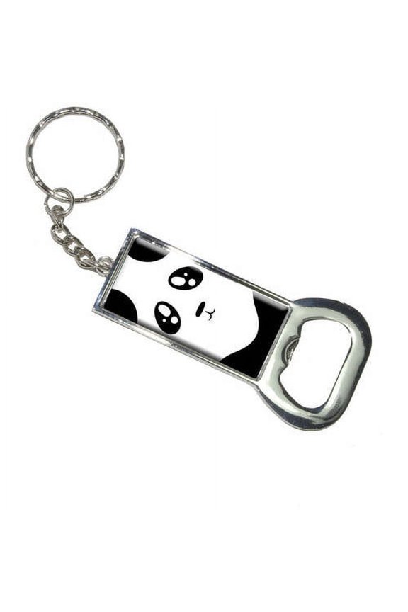 Panda Bear Cute Full Face Black And White Keychain Bottle Bottlecap Opener